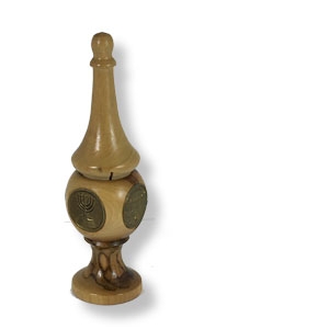 Besomimbehälter aus Olivenholz in traditioneller Turmform