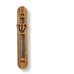 Sehr große Holz-Mesusa, 18,5 cm hoch