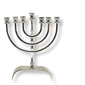 Kleine Menora - ca. 14 cm hoch, Angebot - Die Beschichtung der Menora ist leicht beschädigt