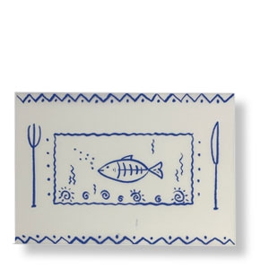 Tischset aus Kunststoff, mit Fischmotiv, 46 x 32 cm, blau
