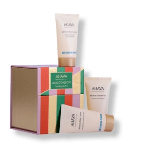 AHAVA - „The Minerals Trio“, mit je 40 ml Handcreme, Bodylotion und Duschgel