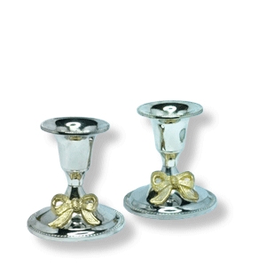 Kleines versilbertes Kerzenständer-Paar