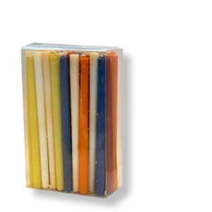 Glatte bunte Chanukka-Kerzen, 45 Stück, 2. Wahl