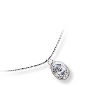 Zirkonia-Anhänger an Silberkette, 42 cm