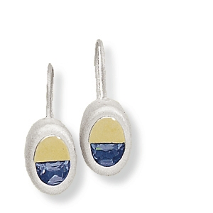 Biocolor-Ohrhänger mit gold und silbergefaßten Zirkonia-Steinen