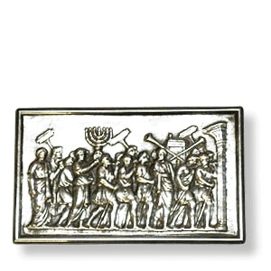 Handgefertigtes Reliefbild aus Sterlingsilber – Die Tempel-Menora - Unikat