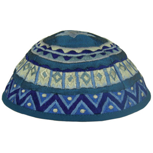 Kippa im Wildseidenlook, blau