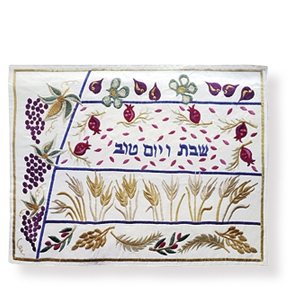 Festliche Challadecke in Seidenlook „Shabbat ve Jom Tov