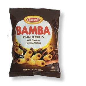 Bamba-Erdnussflips mit Haselnuss-Cremefüllung