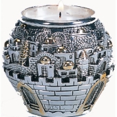 Kugel-Kerzenhalter - Jerusalem in Silber und Gold