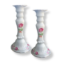 Kerzenständer-Paar aus Porzellan, ca. 20 cm Hoch