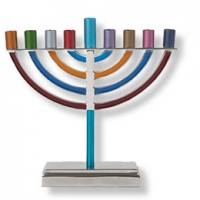 Bunte Chanukkia in klassisch-modernem Stil ca. 15 cm hoch