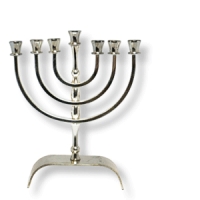 Kleine Menora - ca. 14 cm hoch, Angebot - Die Beschichtung der Menora ist leicht beschädigt