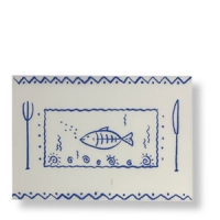 Tischset aus Kunststoff, mit Fischmotiv, 46 x 32 cm, blau