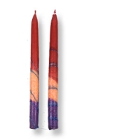 Kerzenpaar rot-orange-lila, aus Safed
