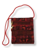 Schultertasche, rot-bunt, ca. 22 x 18 cm