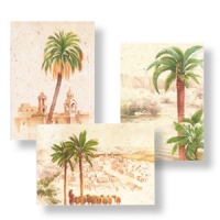 Doppelkarten mit Palmenmotiven, 3-er Set