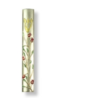 Metall-Mesusa mit Blumenranken, Grundfarbe Gold